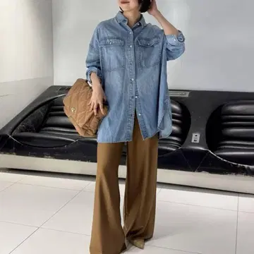 Healthy DENIM 헬시 데님 SLOBE 별주 빅 셔츠 ALMOND