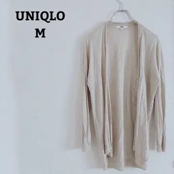 유니클로 가디건 겉옷 린넨 100% 미들 기장 버튼리스 M