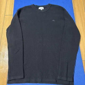 LACOSTE 블랙 와플 니트 스웨터