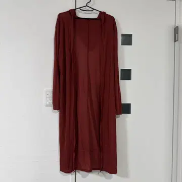 새상품급 롱 가디건 심플 가디건 후드 부착 버건디 가디건