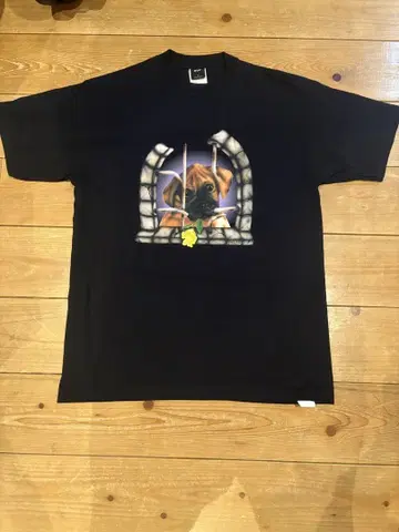 HUF 개 프린트 블랙 T셔츠 M