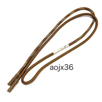 aojx36 새상품 일본제 순수 실크 허리띠 교토 조임 끈 산황색 브라운