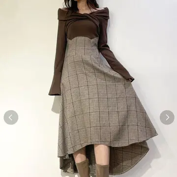 데이즐린 트위스트 크로스 도킹 원피스 롱 원피스 브라운