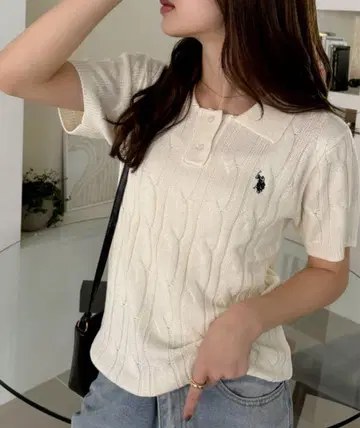 U.S. POLO ASSN. 케이블 니트 피케 셔츠