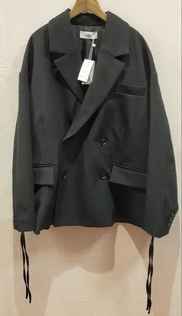 블랙 더블 브레스트 테일러드 자켓 loose