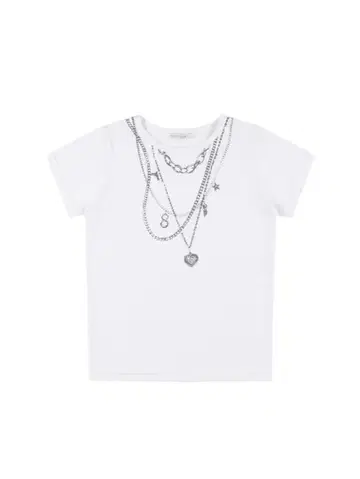 Fancy club necklace 화이트 목걸이 프린트 티셔츠