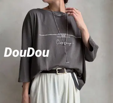 [ 택 포함 새상품 ] DouDou 전후 로고 돌먼 TEE 차콜 그레이