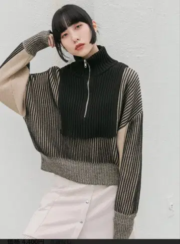 KBF 레이어드 하프 지퍼 니트
