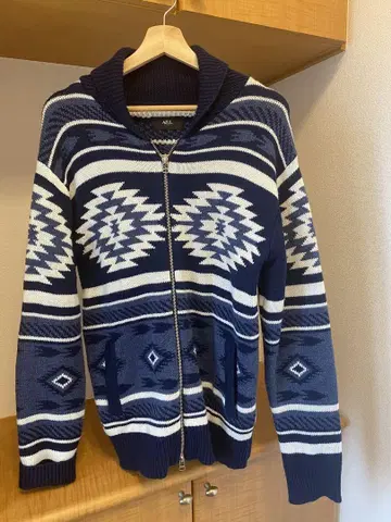 AZUL by moussy 남성용 니트 스웨터 L 사이즈 지퍼 포함