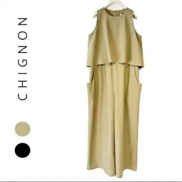 CHIGNON 시뇽 타프타 레이어 콤비네존 베이지 올인원