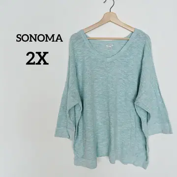 SONOMA 민트 그린 V넥 [ 2X ] 코튼 튜닉 루즈핏