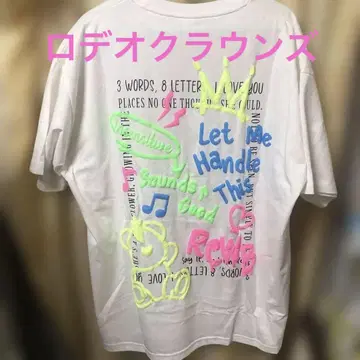 로데오 크라운 네온 그래피티 T셔츠 화이트 M 사이즈