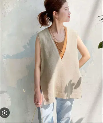 Spick & Span 린넨 블렌드 트위드 베스트 베이지