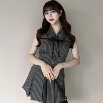 올리브 데 올리브 슬리브리스 셔츠 미니 원피스 차콜 그레이