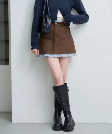Kastane 프릴 데님 미니 스커트