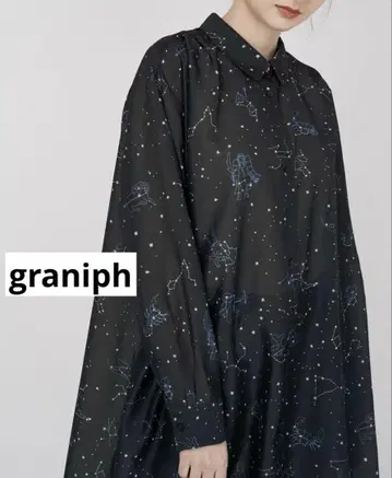 새상품급 graniph 그라니프 별자리 패턴 셔츠 원피스 셔츠 원피스