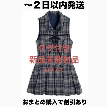 GRL 체크 무늬 리본 슬리브리스 셔츠 미니 원피스 dk1565