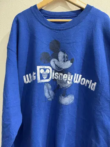 [ Disney x Hanes ] 미키 프린트 맨투맨 블루 L 사이즈