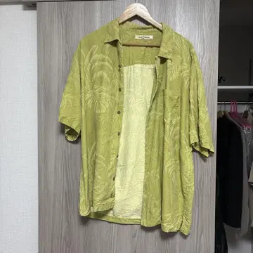 Tommy Bahama 반팔 알로하 셔츠 옐로우 그린