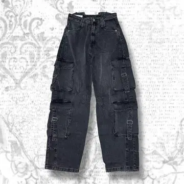 [ ZARA ] 블랙 카고 팬츠 하이웨스트 사이즈 34 다크코어 y2k