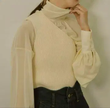새상품 eaphi NATURAL GATHER SHEER BLOUSE