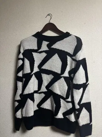 ZARA 블랙 화이트 기하학 패턴 니트 L