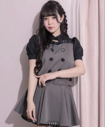 [ pium ] 뷔스티에 레이어드 상의 가죽 프릴 플레어 치마바지 셋업
