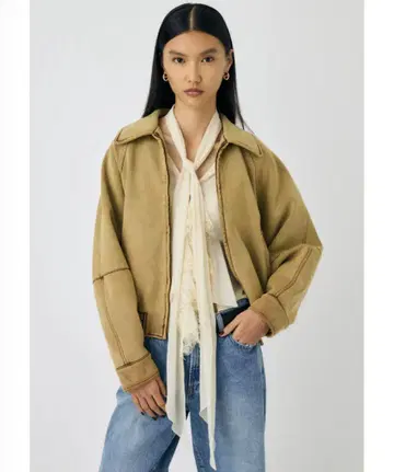MOUSSY F/SUEDE GATHER 블루종
