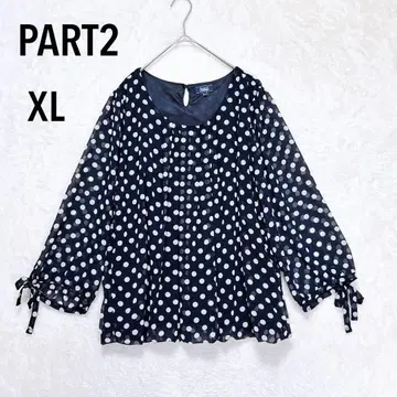 파트 2 블라우스 셔츠 XL 빅 사이즈 네이비 도트 긴팔 쉬폰