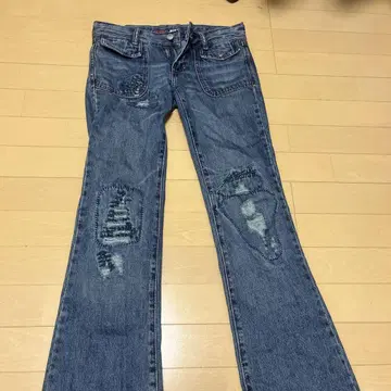A&F 데미지 가공 블루 플레어 데님