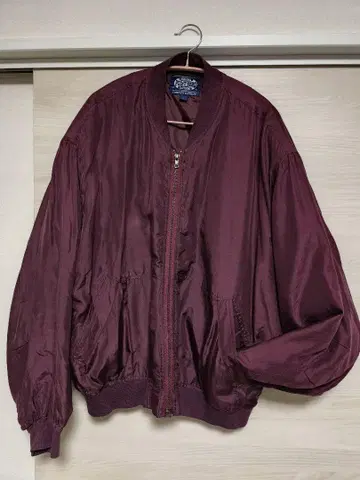 버건디 실크 봄버 자켓