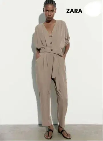 ZARA 점프수트 올인원 XL 베이지
