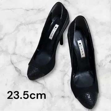 새상품급 DIANA 펌프스 이소재 글리터 블랙 23.5 일본제