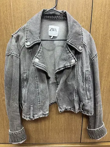 ZARA 그레이 숏 기장 라이더 자켓
