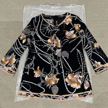 컨디션 최상 LEONARD 플라워 프린트 7부 소매 튜닉