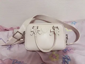 pium 피우엠 하트 파우치 포함 미니 리본 보스턴 백 핑크