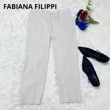 FABIANA FILIPPI 린넨 팬츠 롤업 미레 장식 M