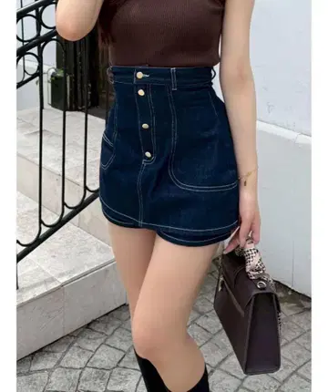 dazzlin 코르셋 데님 미니 치마바지