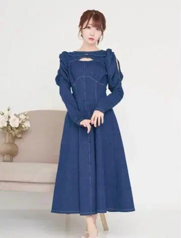 로제뮤즈 데님 원피스 긴팔