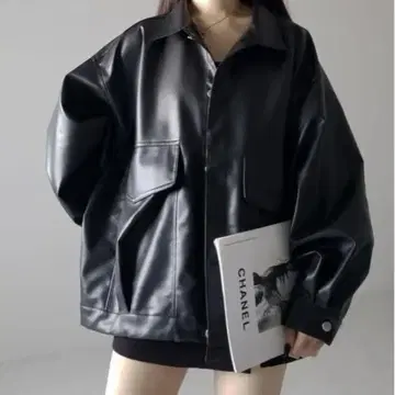 me+em selec 빅 실루엣 보이프렌드 가죽 자켓