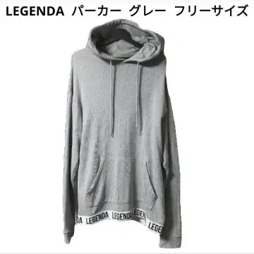 LEGENDA 후드티 밑단 리브 로고 그레이 프리 사이즈