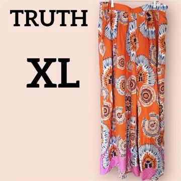 새상품급 TRUTH [ XL ] 에스닉 패턴 와이드 팬츠 오렌지 핑크