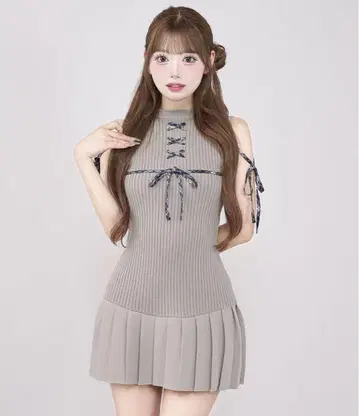 Darich 다리치 도킹 레이스업 미니 원피스 Free GRY