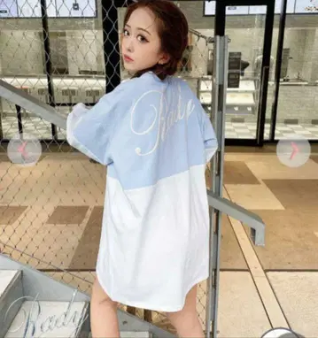 Rady 레어 백 로고 바이컬러 롱T셔츠