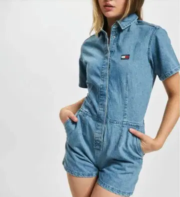 TOMMY JEANS 타미힐피거 데님 점프수트 올인원 XS