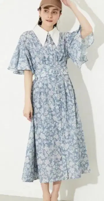 꽃무늬 반팔 셔츠 원피스 롱 기장