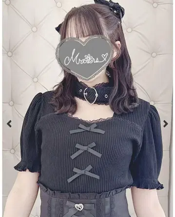 MARS 하트 벨트 골지 상의 - 블랙