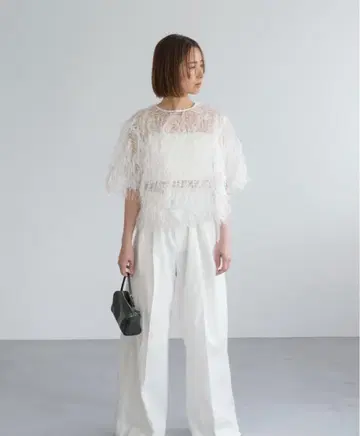 새상품급 roughlow airy fringe sheer tops