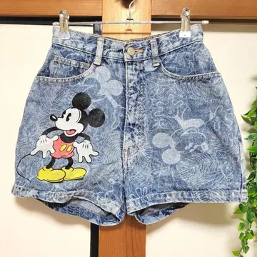 디즈니 미키 데님 숏팬츠 레트로 구제 의류 90s