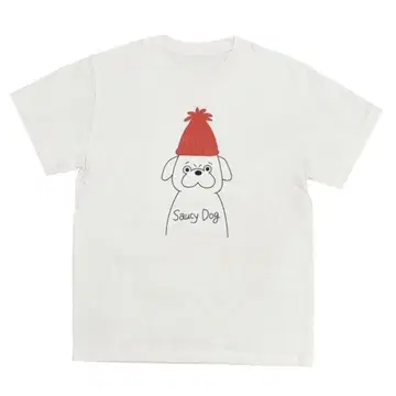 미개봉 새상품 SaucyDog 퍼그 씨 티셔츠 아이보리 굿즈